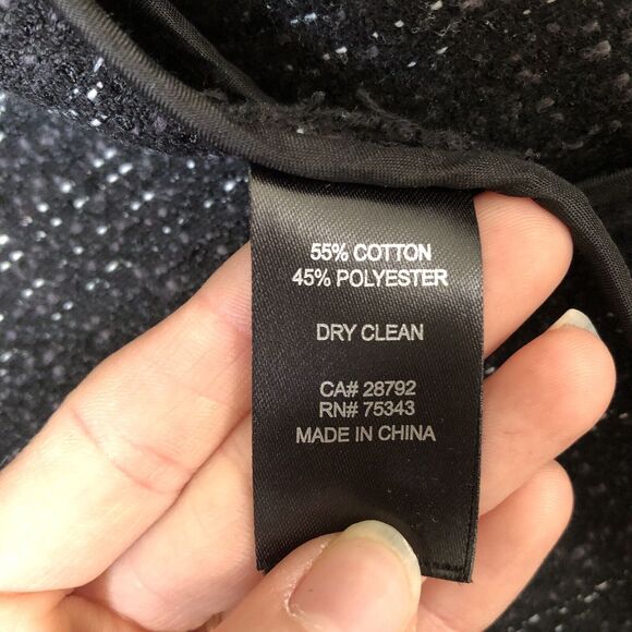 Adrienne Vittadini Open Front Knit Blazer Womens Large Tweed Fringe Trim Jacket - Picture 8 of 12